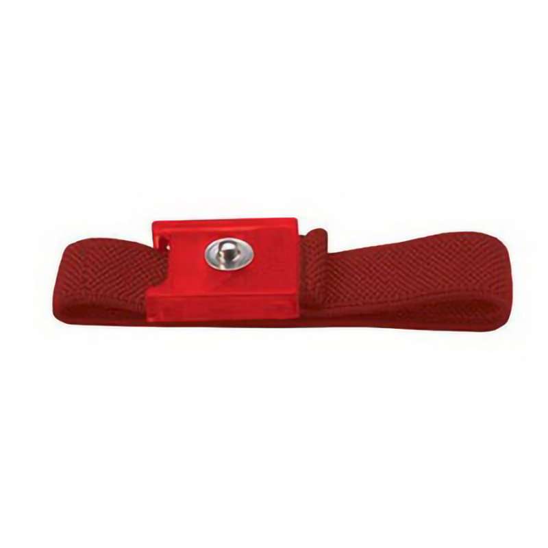 Wrist Strap Only, 4mm Snap, Adjustable, Conductive Weave, Steel, Red